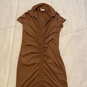 Gilli ruched body-con front mini dress-  New